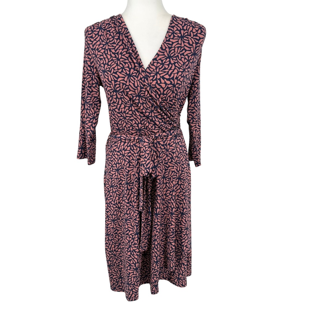41 Hawthorn Faux Wrap Dress Womens M Navy Pink Floral‎ 3/4 Sleeve Excellent